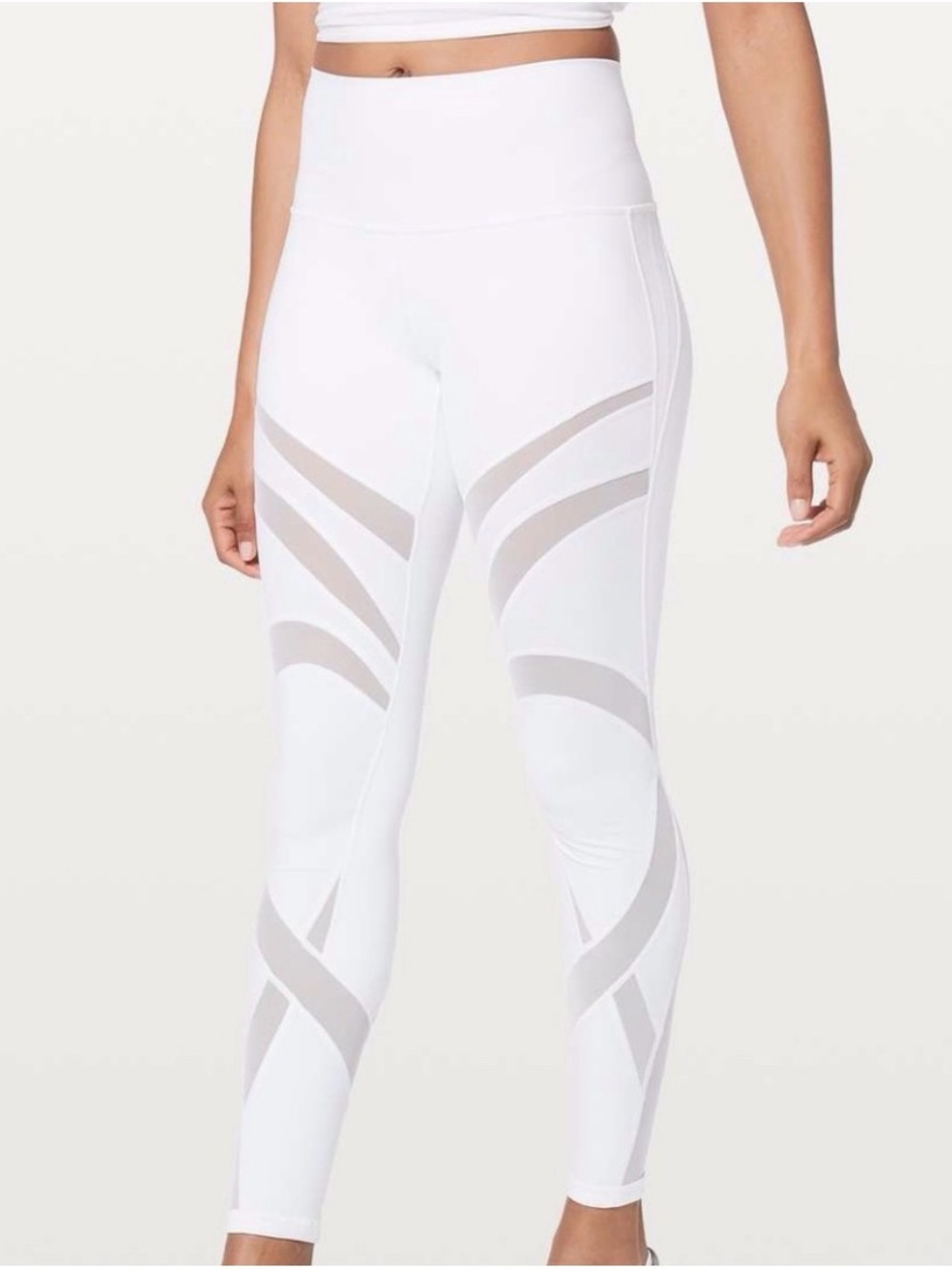 lululemon athletica White Wunder Under HR 7/8 Tight- Mesh